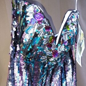 Mary's Bridal Bejeweled Black and Blue Mermaid Style Dress